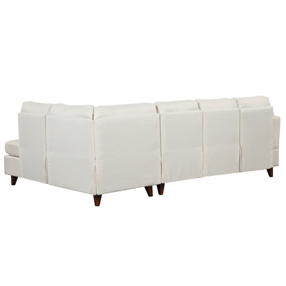 1st Choice Linen Fabric Sofa L Shape Couch with Chaise Lounge in Beige