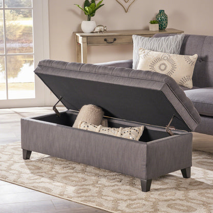 1st Choice Modern Stylish Storage Fabric Ottoman in Gray Finish