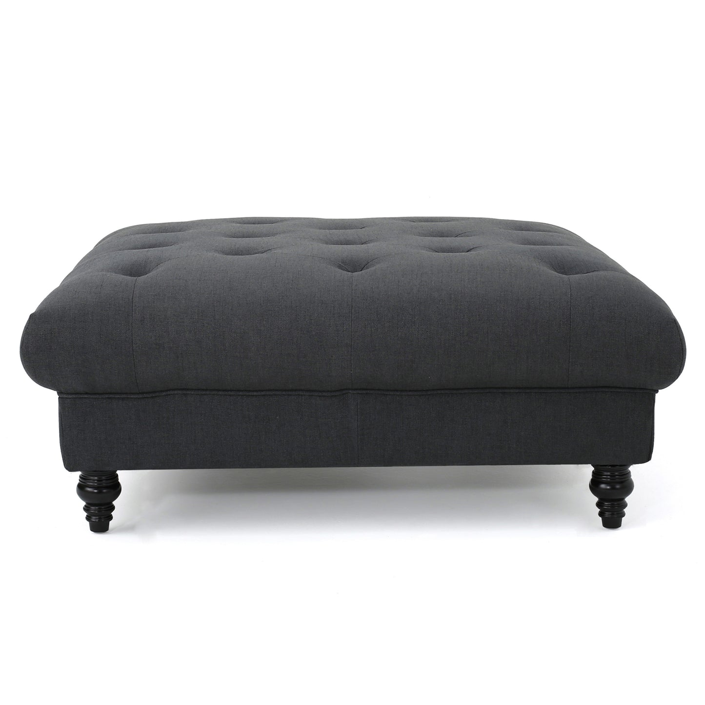 1st Choice Contemporary Living Room Fabric Tufted Ottoman in Dark Gray