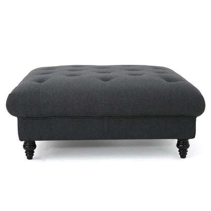 1st Choice Contemporary Living Room Fabric Tufted Ottoman in Dark Gray