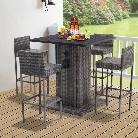 1st Choice 5pc All Weather PE Rattan & Steel Frame Patio Outdoor Bar