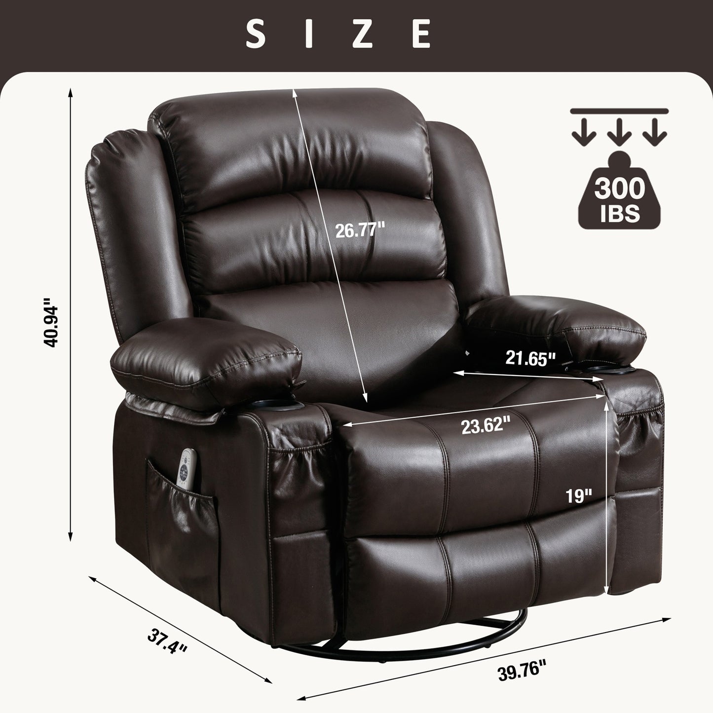 1st Choice Massage Swivel Rocker Recliner Chair with Vibration Massage