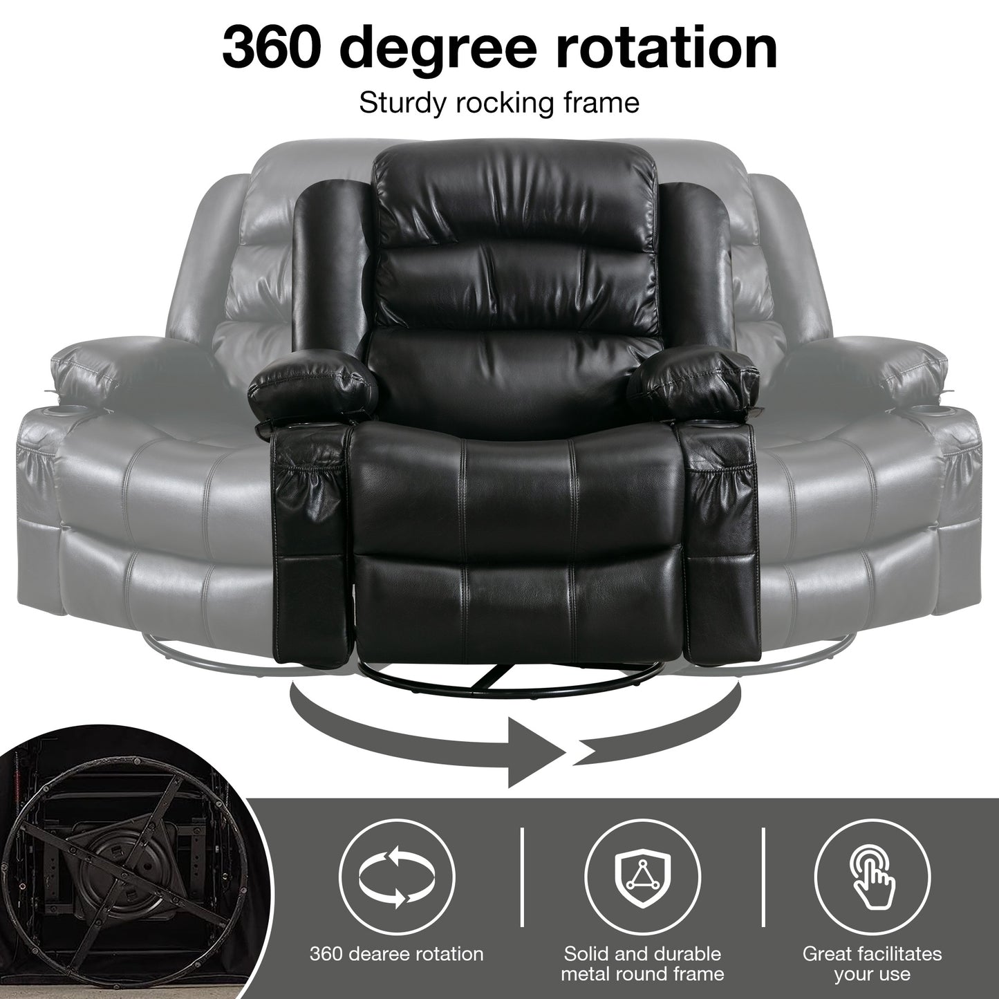 1st Choice Massage Swivel Rocker Recliner Chair with Vibration Massage