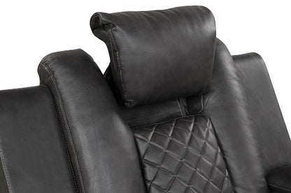 Benz LED & Power Recliner 2 PC Made With Faux Leather in Black
