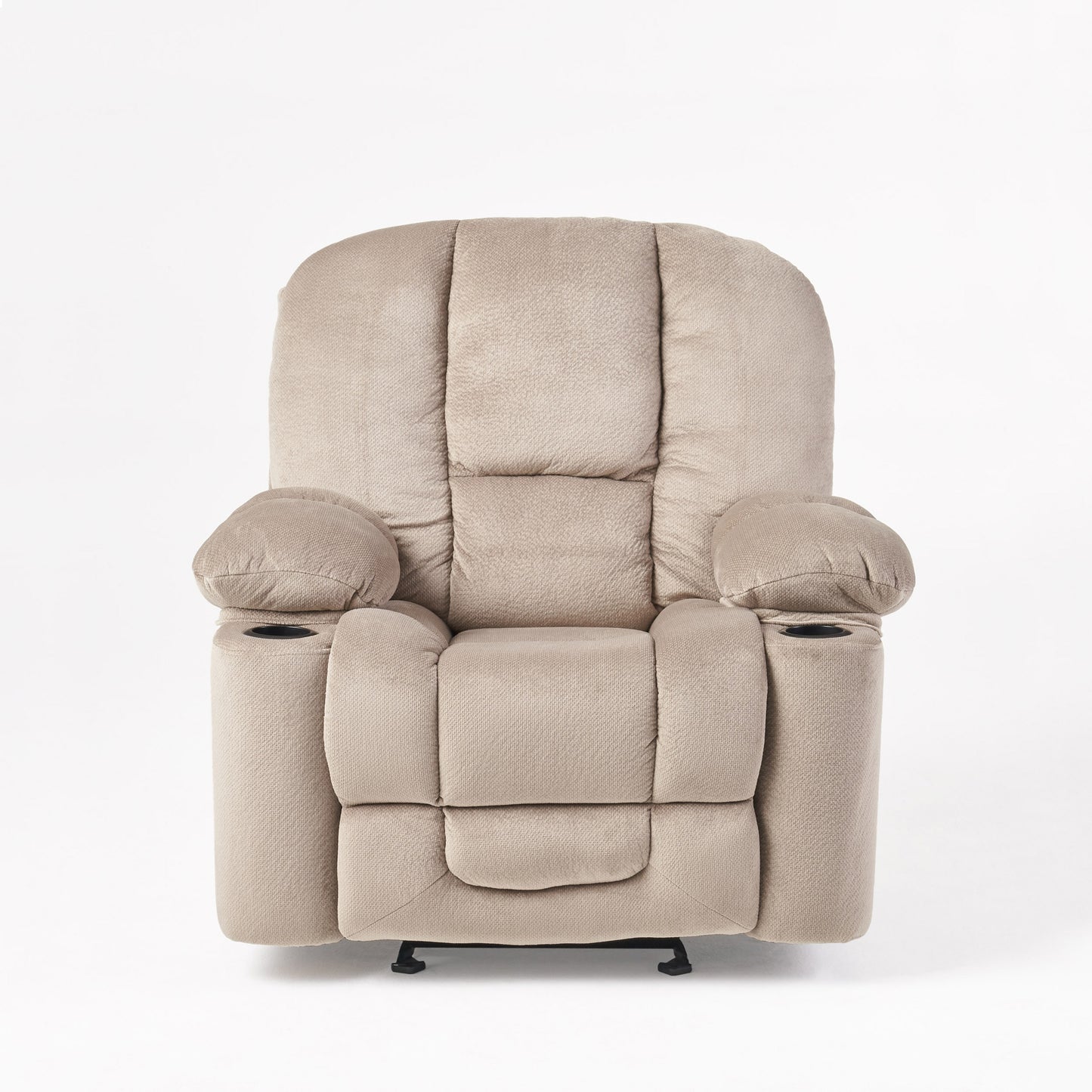 Fervor Luxurious Manual Recliner Chair with Skin-Friendly Fabric and Dual Cup Holders, Coffee