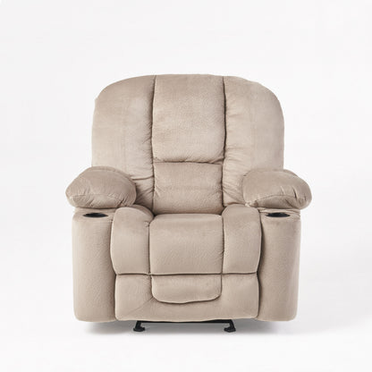 Fervor Luxurious Manual Recliner Chair with Skin-Friendly Fabric and Dual Cup Holders, Coffee