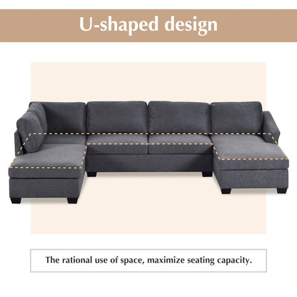 1st Choice Ustyle Modern Large U-Shape Extra Wide Sectional Sofa in Grey