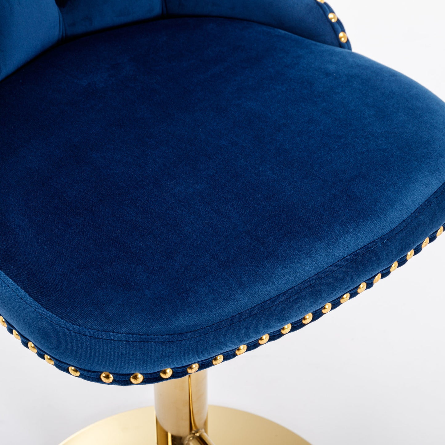 A&A Furniture,Golden Swivel Velvet Barstools Adjusatble Seat Height from 25-33 Inch, Modern Upholstered Bar Stools with Backs Comfortable Tufted for Home Pub and Kitchen Island,Blue,Set of 2