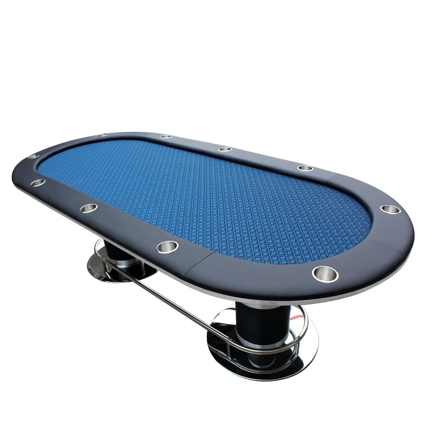 Elite 96' Poker Table for 10 Players Casino Games Oval with Speed Cloth Felt Playing Surface Pedestal Base Cup Holders Blue