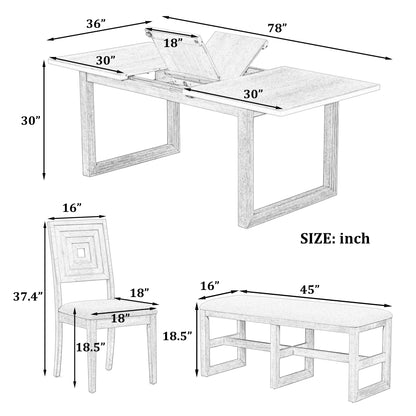 1st Choice Modern 78" 6-Piece Extendable Dining Table Set in Natural