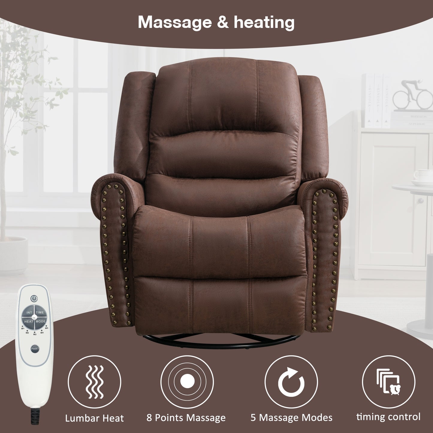 1st Choice Heated Rocker Recliner Chair with USB Charge Port