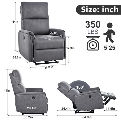 1st Choice Modern Living Room Electric Power Recliner Chair in Dark Gray