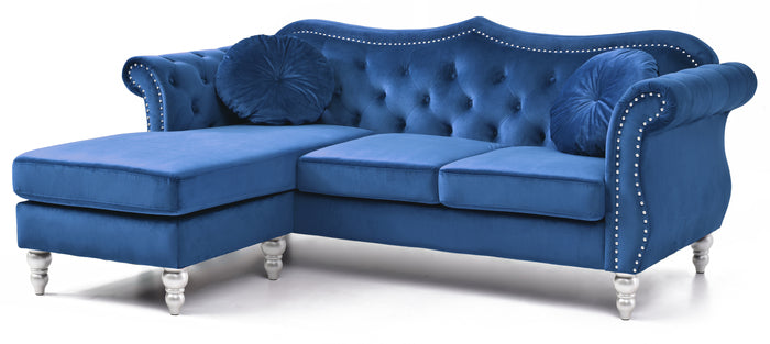 1st Choice Modern Glory Furniture Hollywood Sofa Chaise in Navy Blue