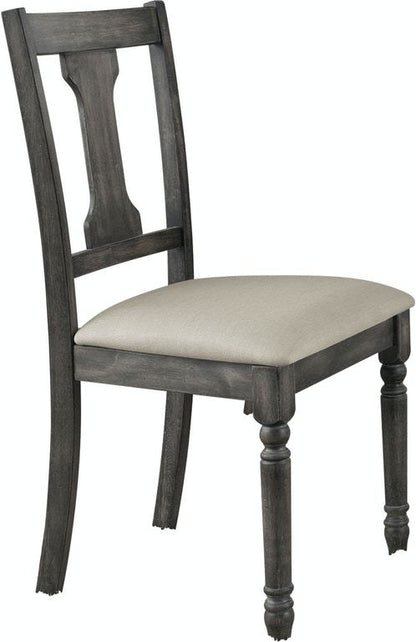 Two-Tone Gray and Tan Linen Farmhouse Dining Chair