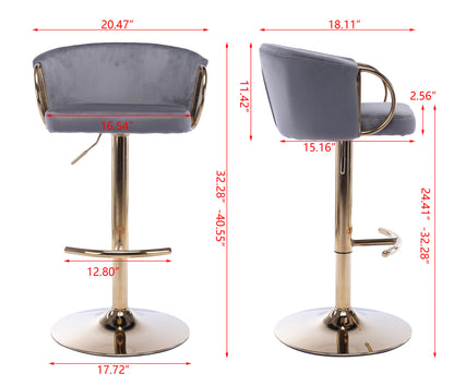 1st Choice Set of 2 Bar Stools Chrome Footrest Base Swivel Adjustable