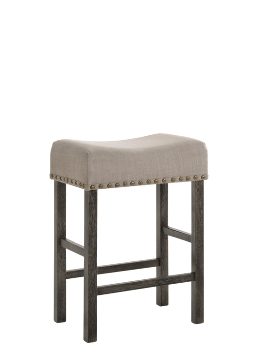 Martha II Tan Linen & Weathered Gray Finish Counter Height Stool (Set of 2)