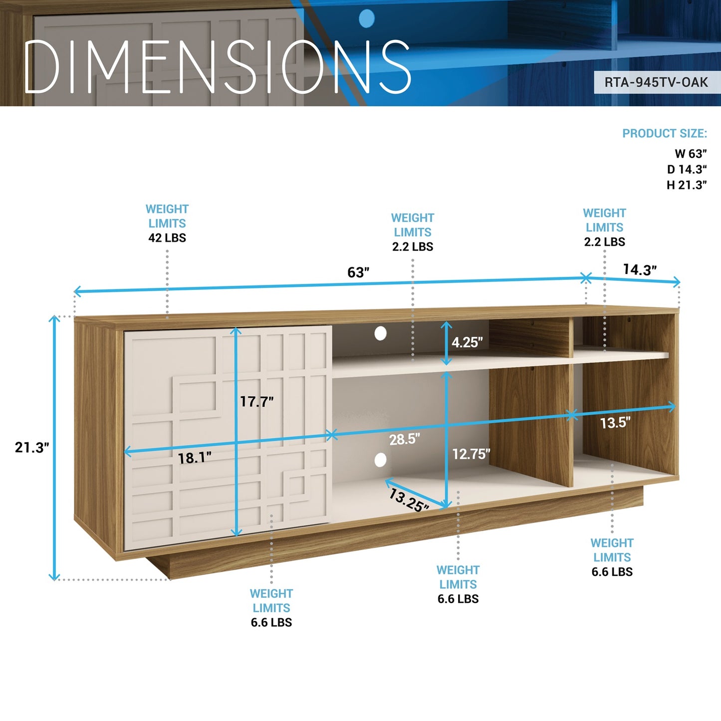 1st Choice Elegant Oak TV Stand for 70" TVs - Modern & Stylish