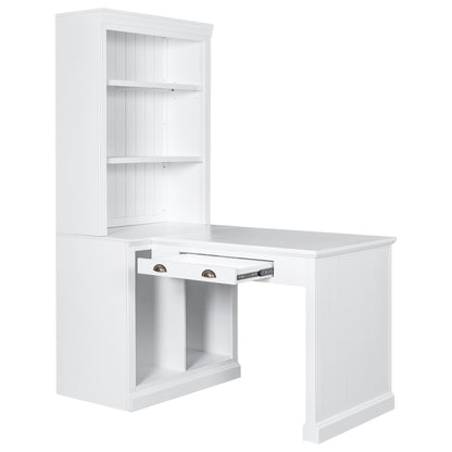 1st Choice Elegant 3-Piece Bookcase and Writing Desk Set in pristine white