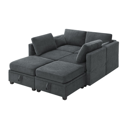 1st Choice Chenille Modular Sectional Sofa U Shaped Couch in Grey