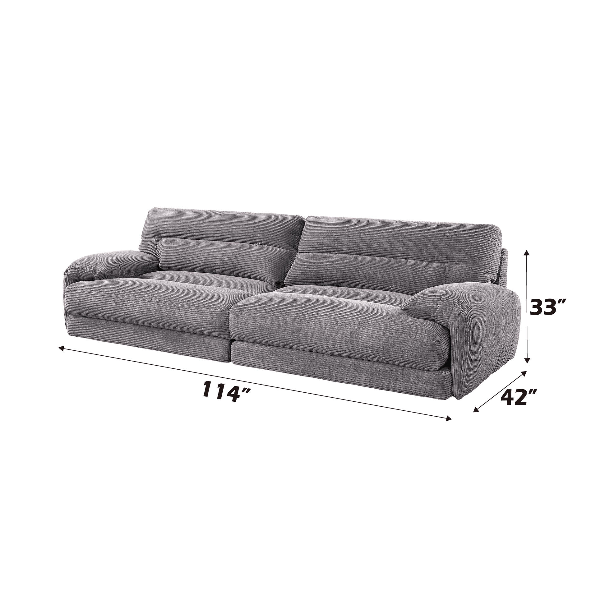 Cadenza Gray Corduroy 2PCS Living Room Set - 1st Choice Furniture Direct