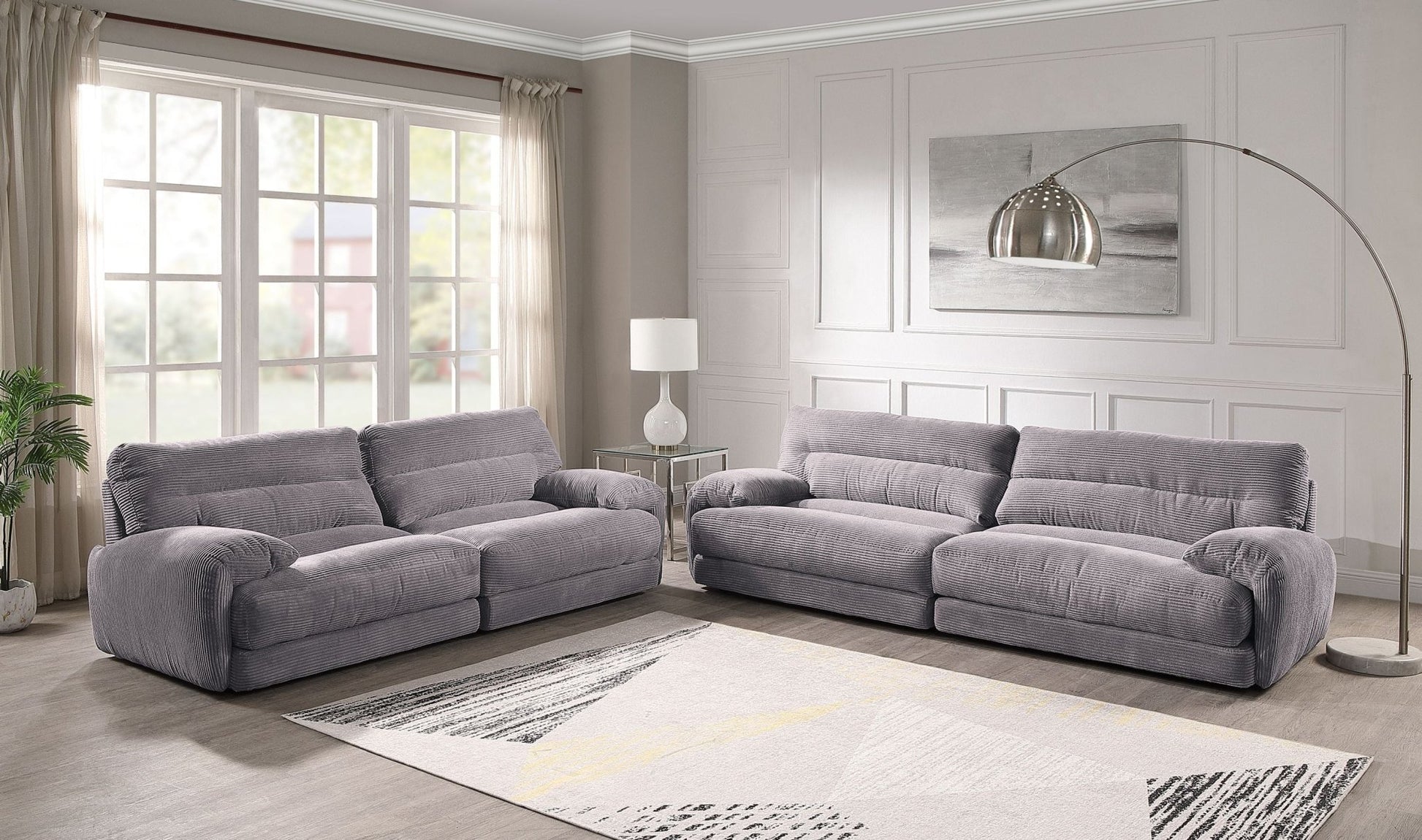 Cadenza Gray Corduroy 2PCS Living Room Set - 1st Choice Furniture Direct