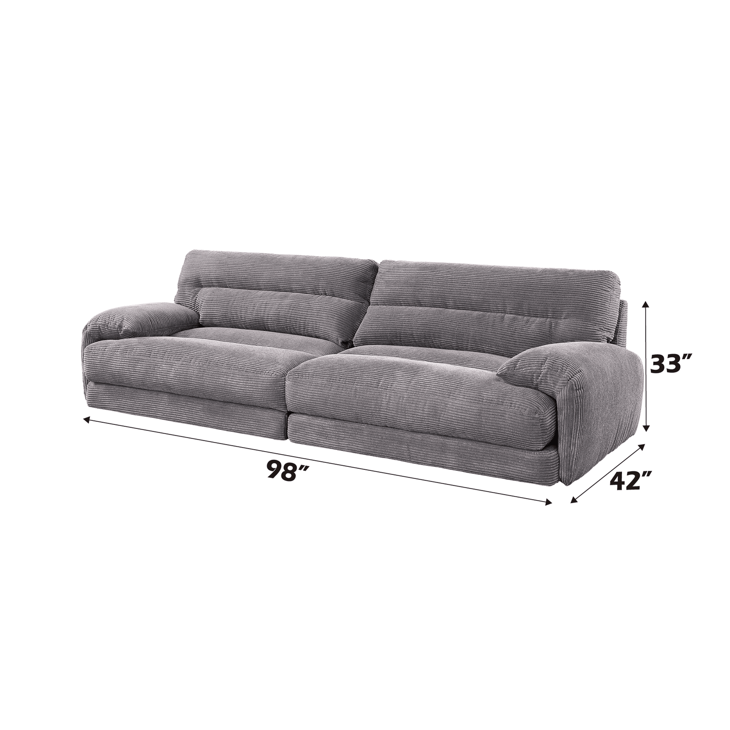 Cadenza Gray Corduroy 2PCS Living Room Set - 1st Choice Furniture Direct