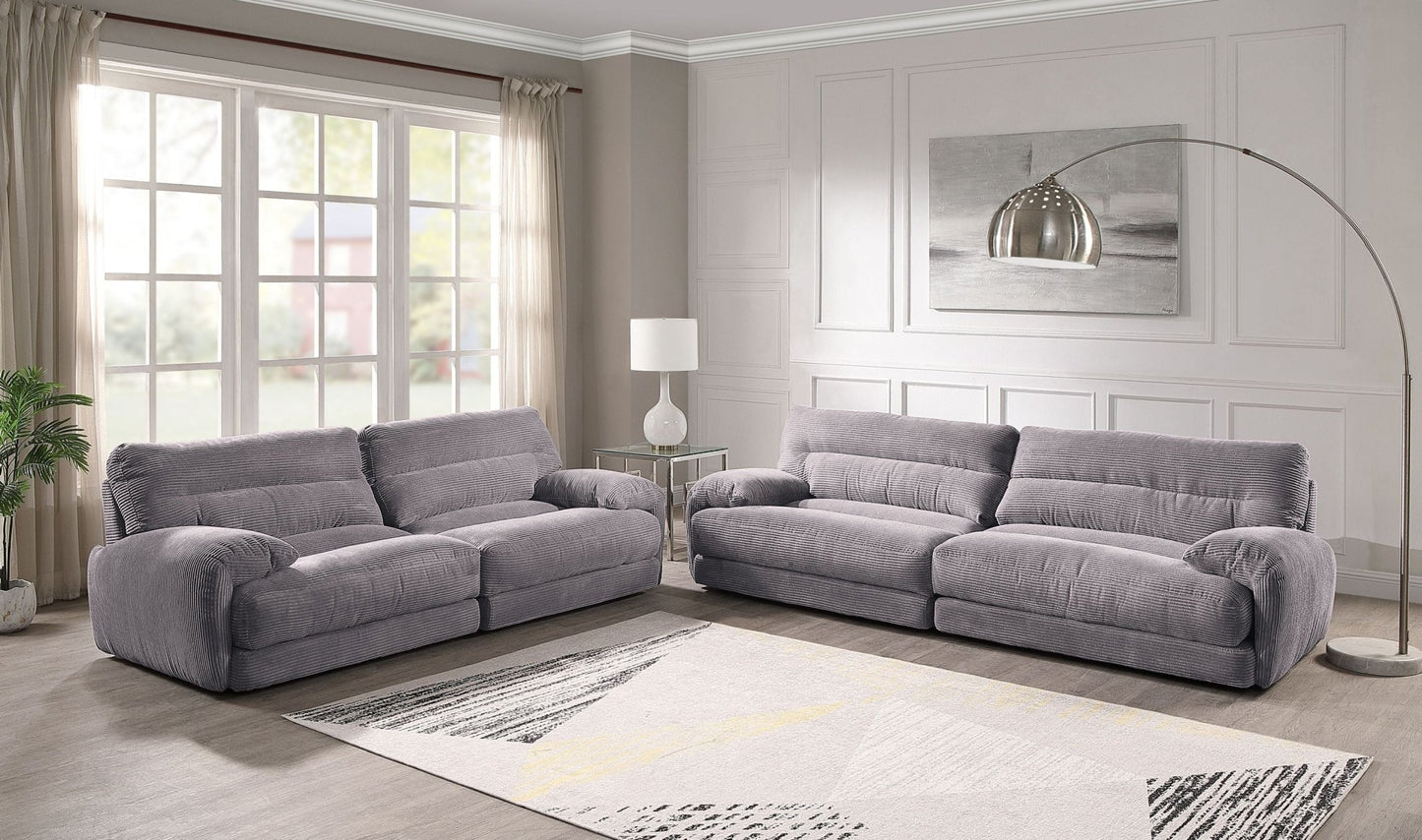 Cadenza Gray Corduroy 2PCS Living Room Set - 1st Choice Furniture Direct