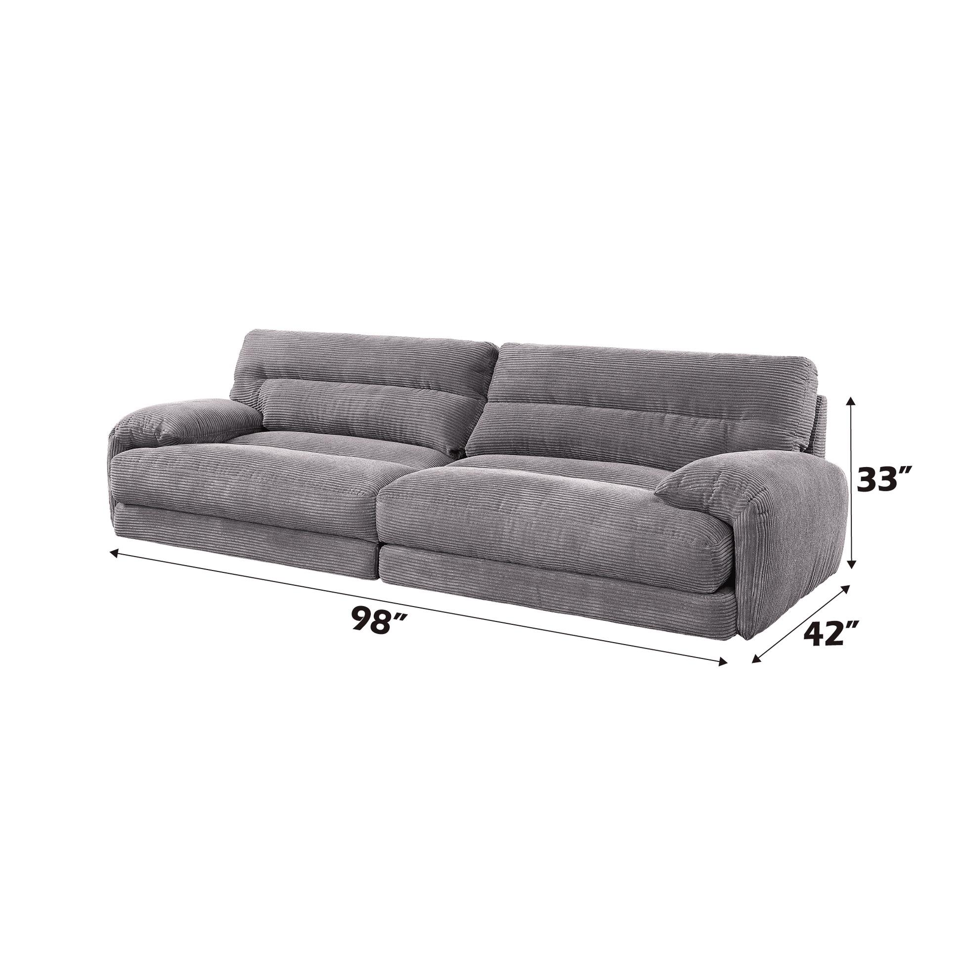 Cadenza Gray Corduroy 2PCS Living Room Set - 1st Choice Furniture Direct