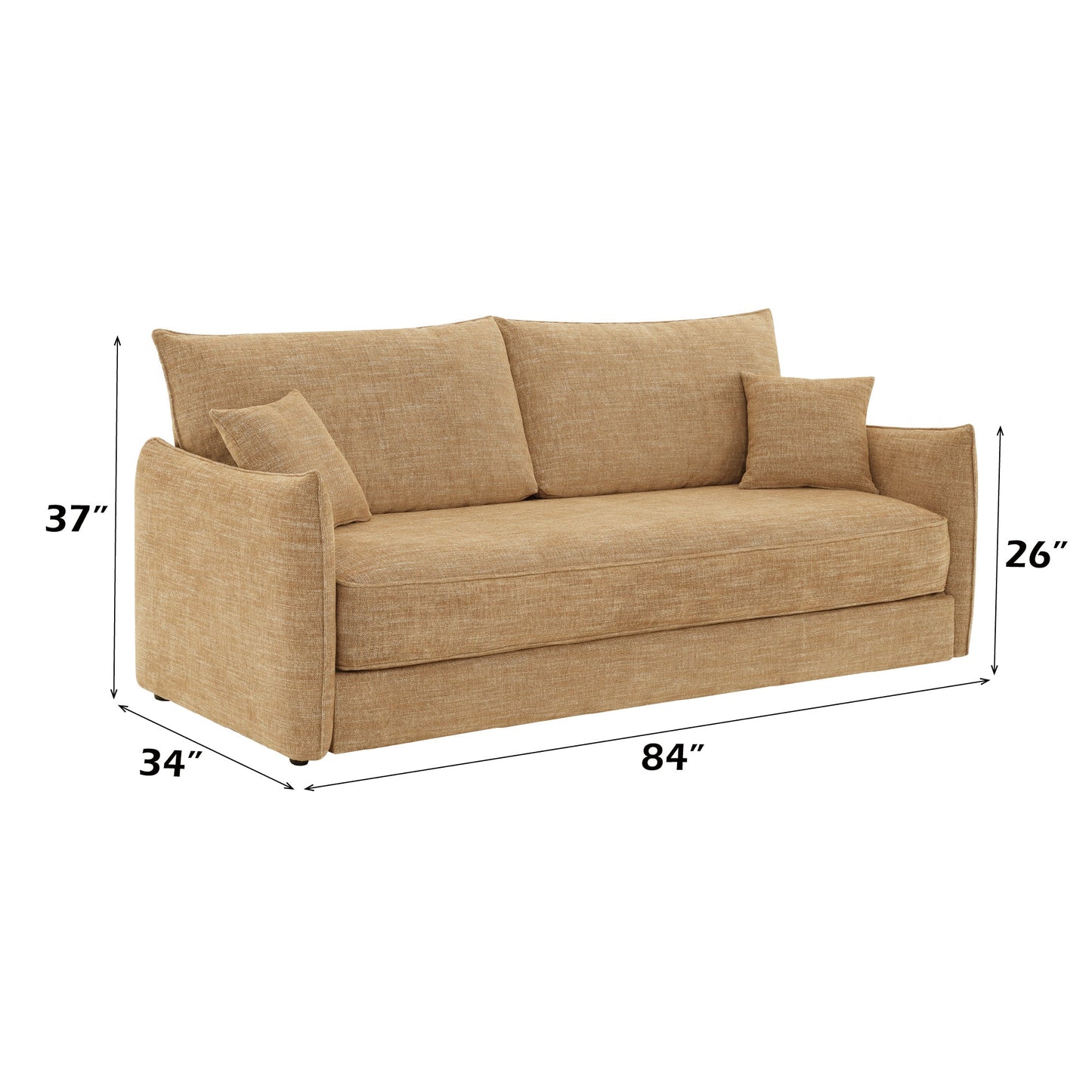 Cadie Mocha Chenille Sofa w/2 Pillows (Can turn into a sofa bed) - 1st Choice Furniture Direct