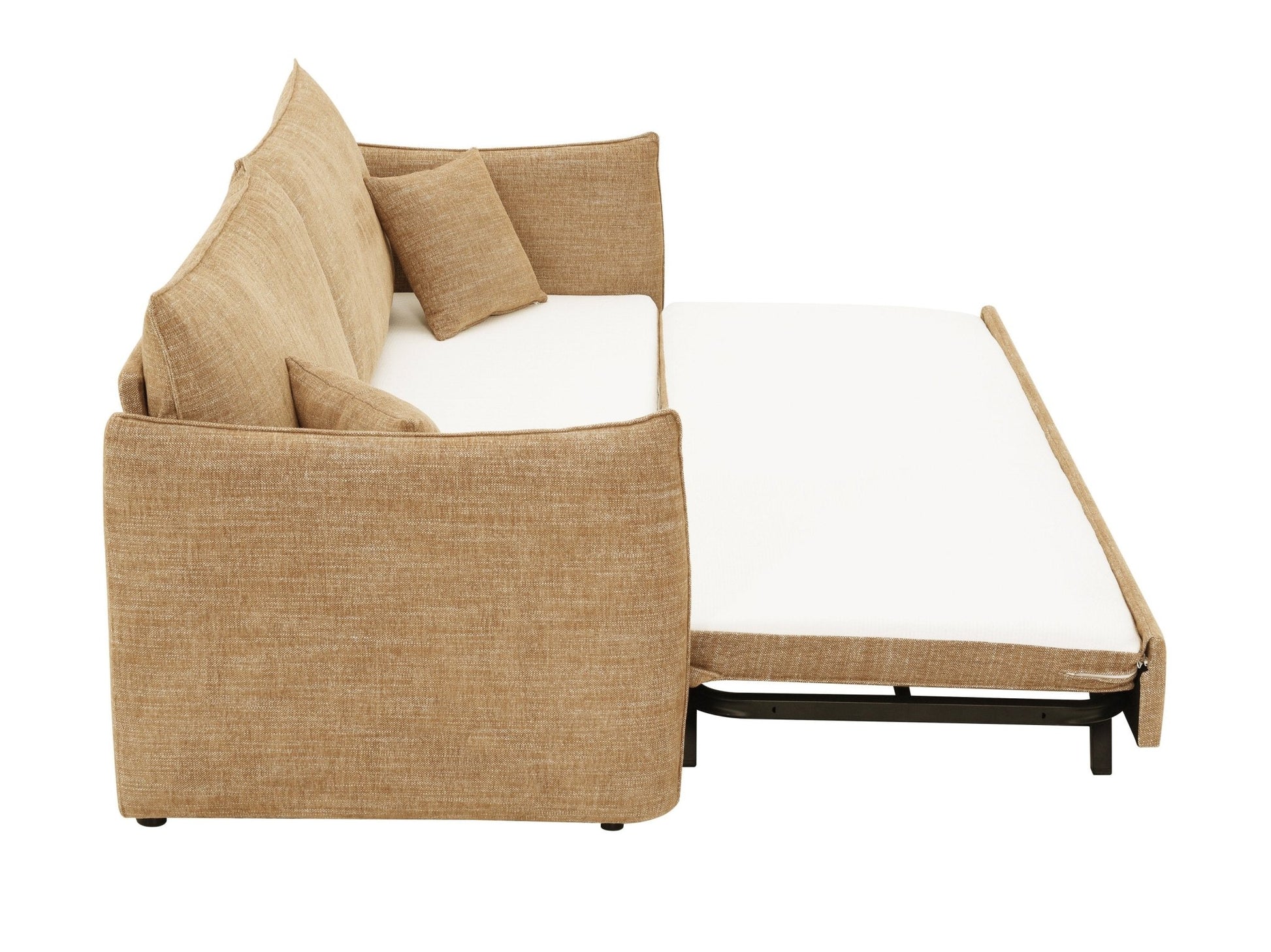 Cadie Mocha Chenille Sofa w/2 Pillows (Can turn into a sofa bed) - 1st Choice Furniture Direct