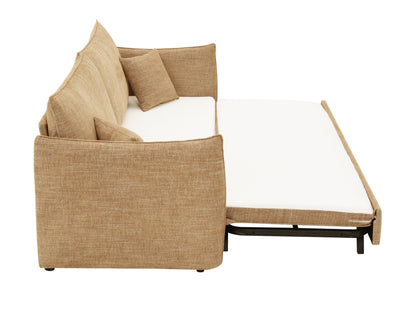 Cadie Mocha Chenille Sofa w/2 Pillows (Can turn into a sofa bed) - 1st Choice Furniture Direct