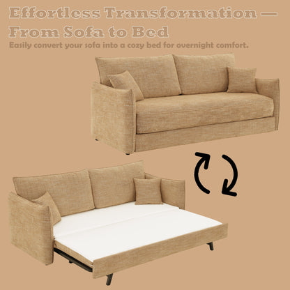 Cadie Mocha Chenille Sofa w/2 Pillows (Can turn into a sofa bed) - 1st Choice Furniture Direct