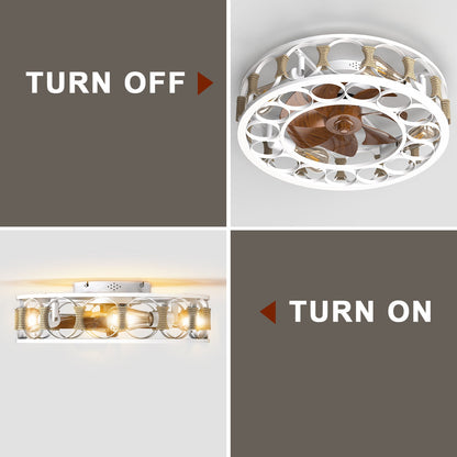 Caged Ceiling Fan with Lights Remote Control,Semi - embedded Modern Ceiling fans, 6 Speeds Reversible Blades, 4 LED Bulbs Include(White) - 1st Choice Furniture Direct