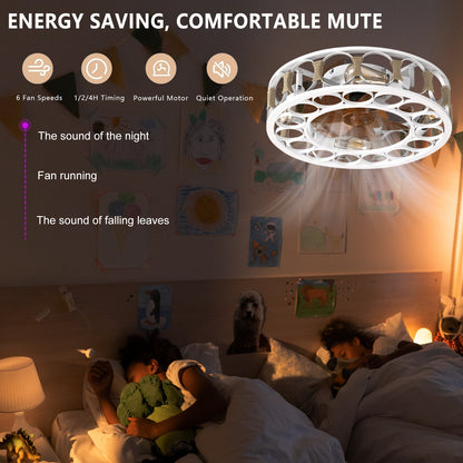 Caged Ceiling Fan with Lights Remote Control,Semi - embedded Modern Ceiling fans, 6 Speeds Reversible Blades, 4 LED Bulbs Include(White) - 1st Choice Furniture Direct