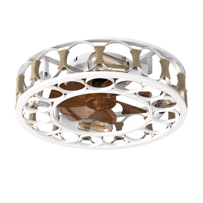 Caged Ceiling Fan with Lights Remote Control,Semi - embedded Modern Ceiling fans, 6 Speeds Reversible Blades, 4 LED Bulbs Include(White) - 1st Choice Furniture Direct