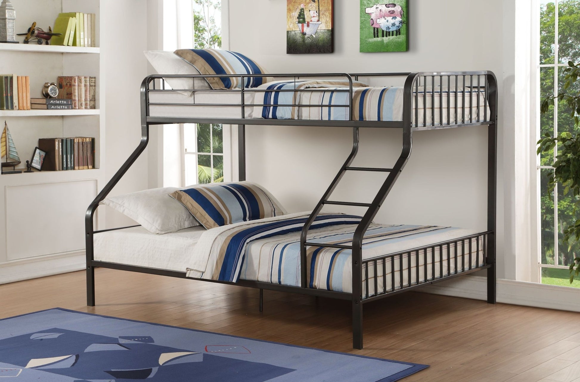 Caius Gunmetal Finish Twin Xl/Queen Bunk Bed - 1st Choice Furniture Direct