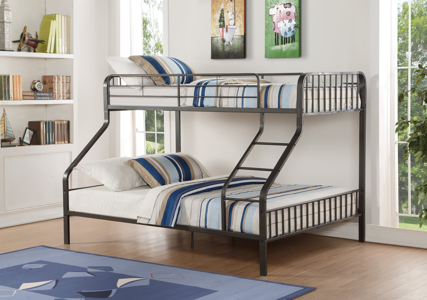 Caius Gunmetal Finish Twin Xl/Queen Bunk Bed - 1st Choice Furniture Direct