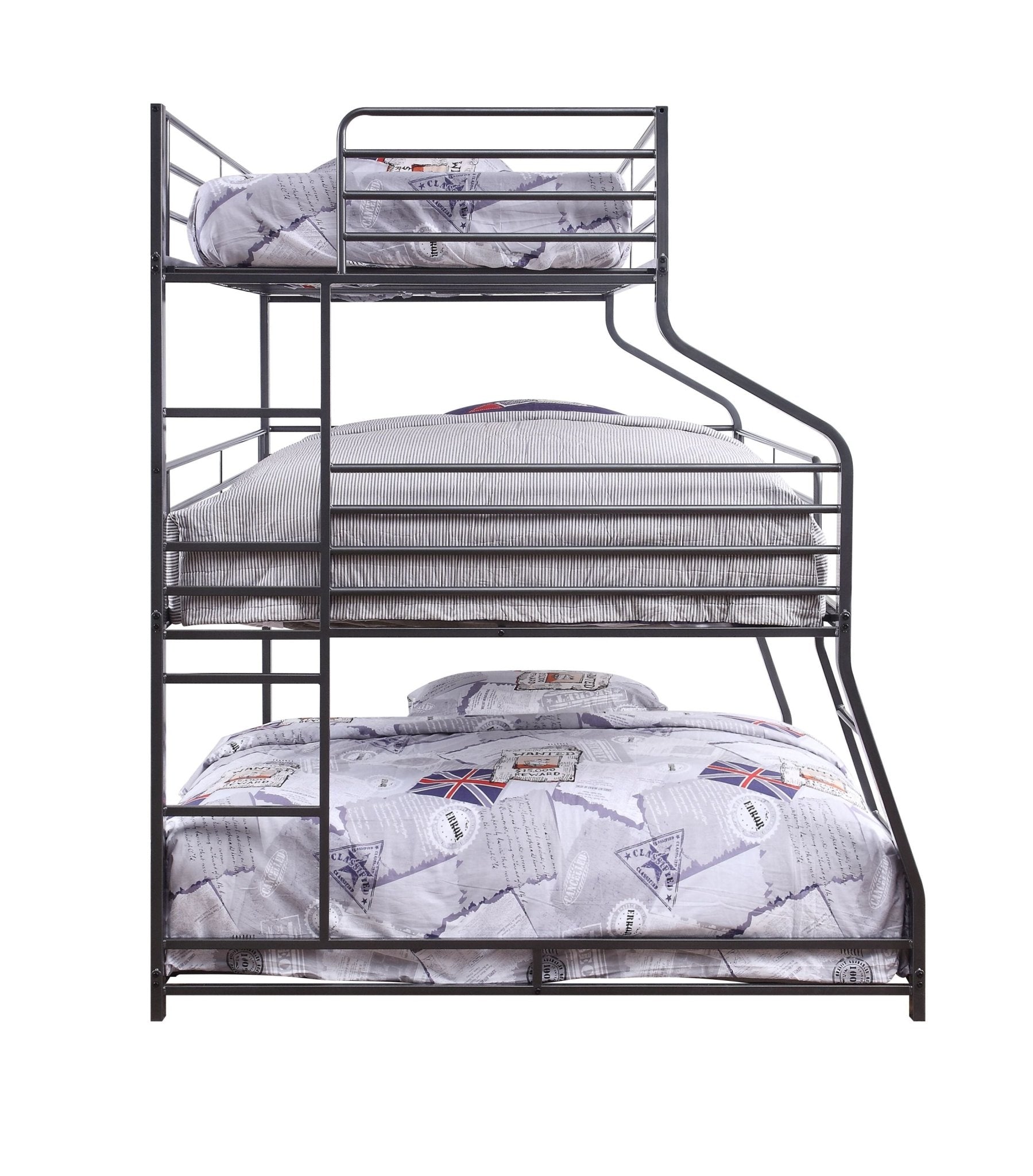 Caius II Gunmetal Finish Twin/Full/Queen Bunk Bed - 1st Choice Furniture Direct