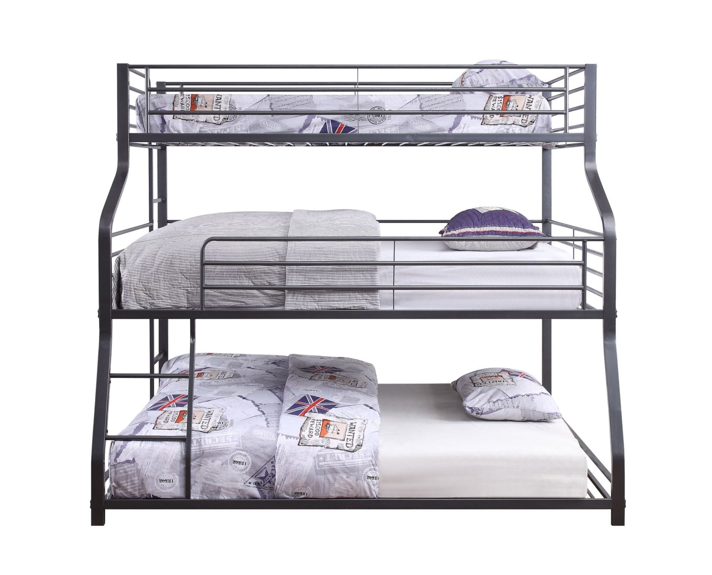 Caius II Gunmetal Finish Twin/Full/Queen Bunk Bed - 1st Choice Furniture Direct