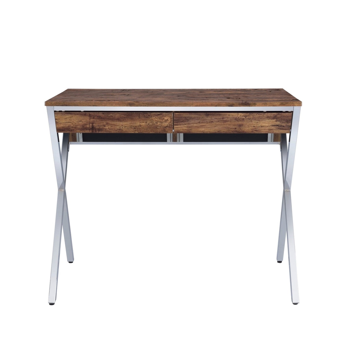 Callers Weathered Oak & Chrome Finish Writing Desk - 1st Choice Furniture Direct