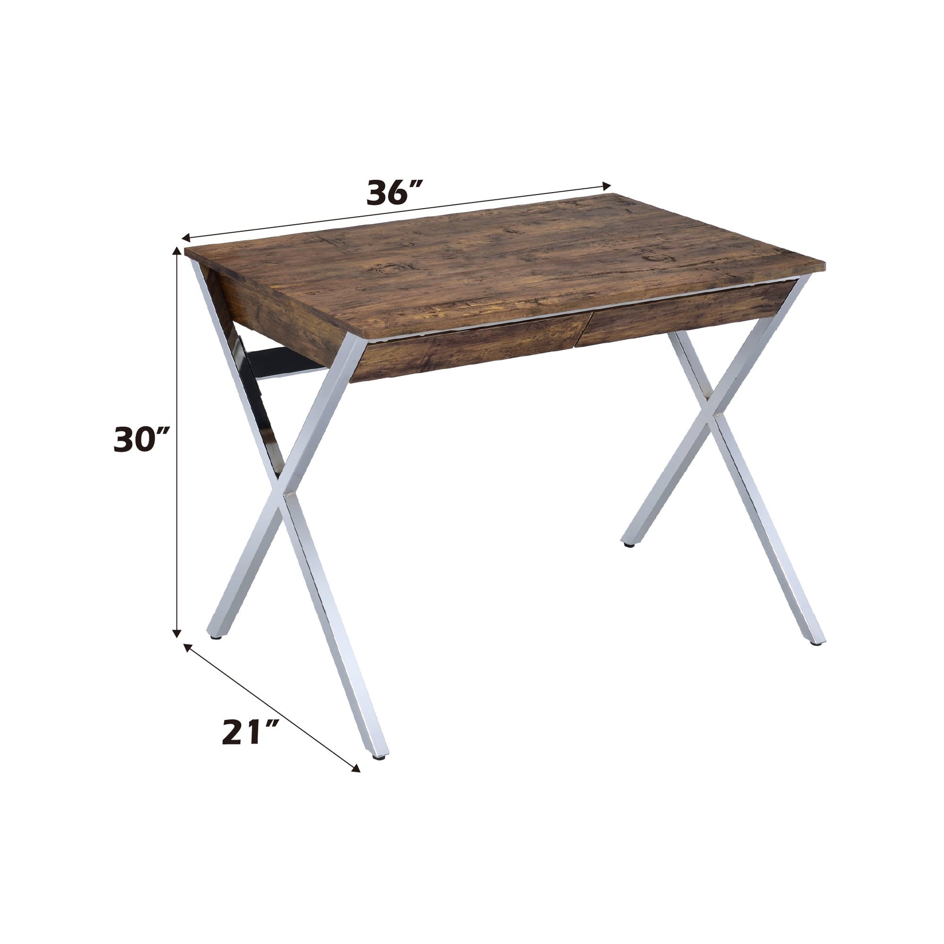 Callers Weathered Oak & Chrome Finish Writing Desk - 1st Choice Furniture Direct