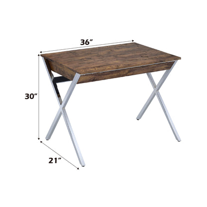 Callers Weathered Oak & Chrome Finish Writing Desk - 1st Choice Furniture Direct