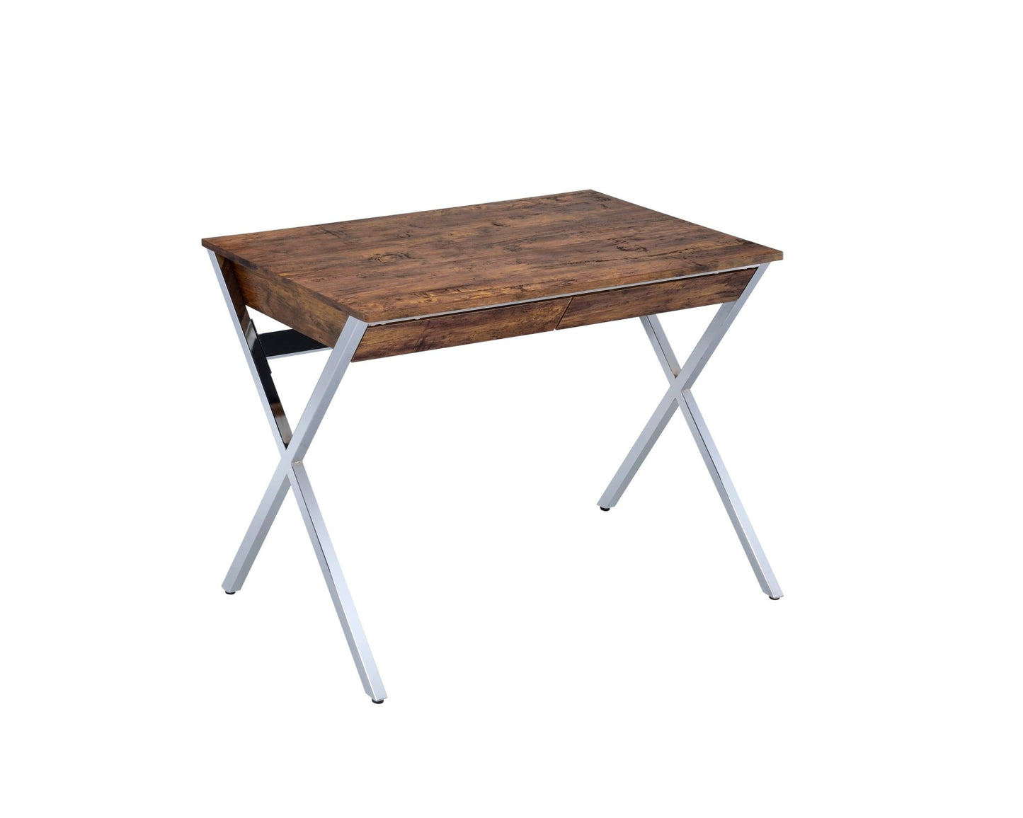 Callers Weathered Oak & Chrome Finish Writing Desk - 1st Choice Furniture Direct