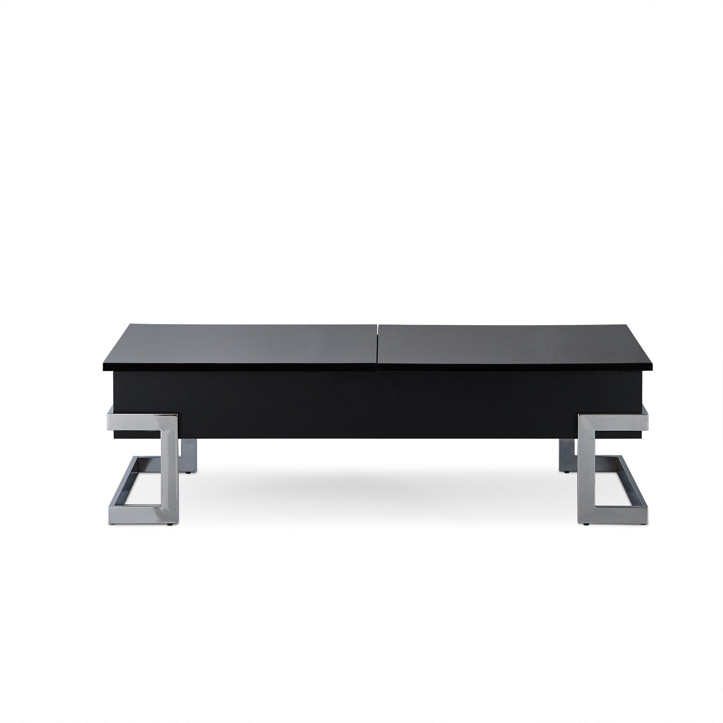 Calmam Black High Gloss & Chrome Finish Coffee Table with Lift Top and Hidden Storage - 1st Choice Furniture Direct