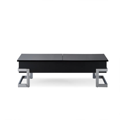 Calmam Black High Gloss & Chrome Finish Coffee Table with Lift Top and Hidden Storage - 1st Choice Furniture Direct