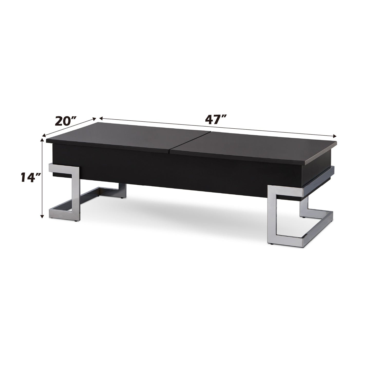 Calmam Black High Gloss & Chrome Finish Coffee Table with Lift Top and Hidden Storage - 1st Choice Furniture Direct