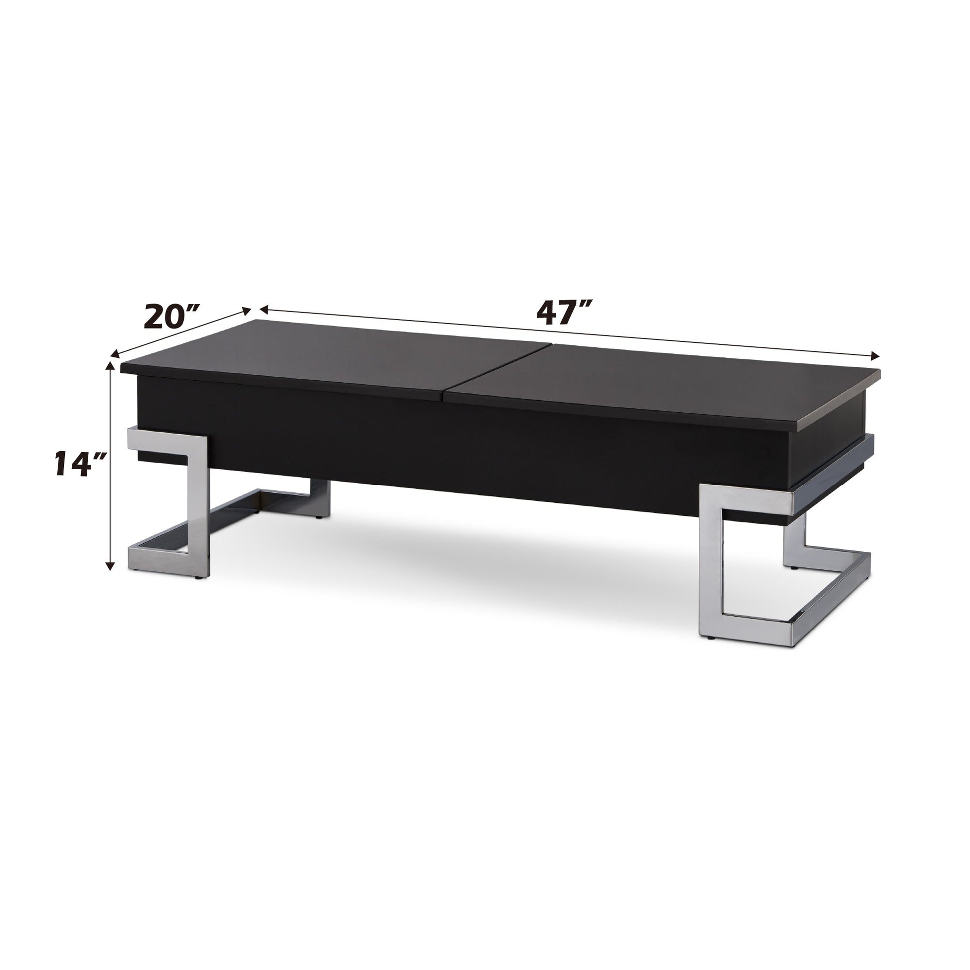 Calmam Black High Gloss & Chrome Finish Coffee Table with Lift Top and Hidden Storage - 1st Choice Furniture Direct