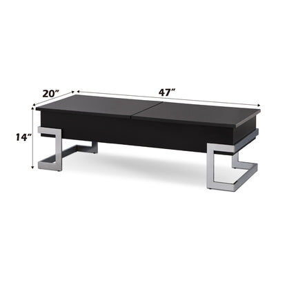 Calmam Black High Gloss & Chrome Finish Coffee Table with Lift Top and Hidden Storage - 1st Choice Furniture Direct