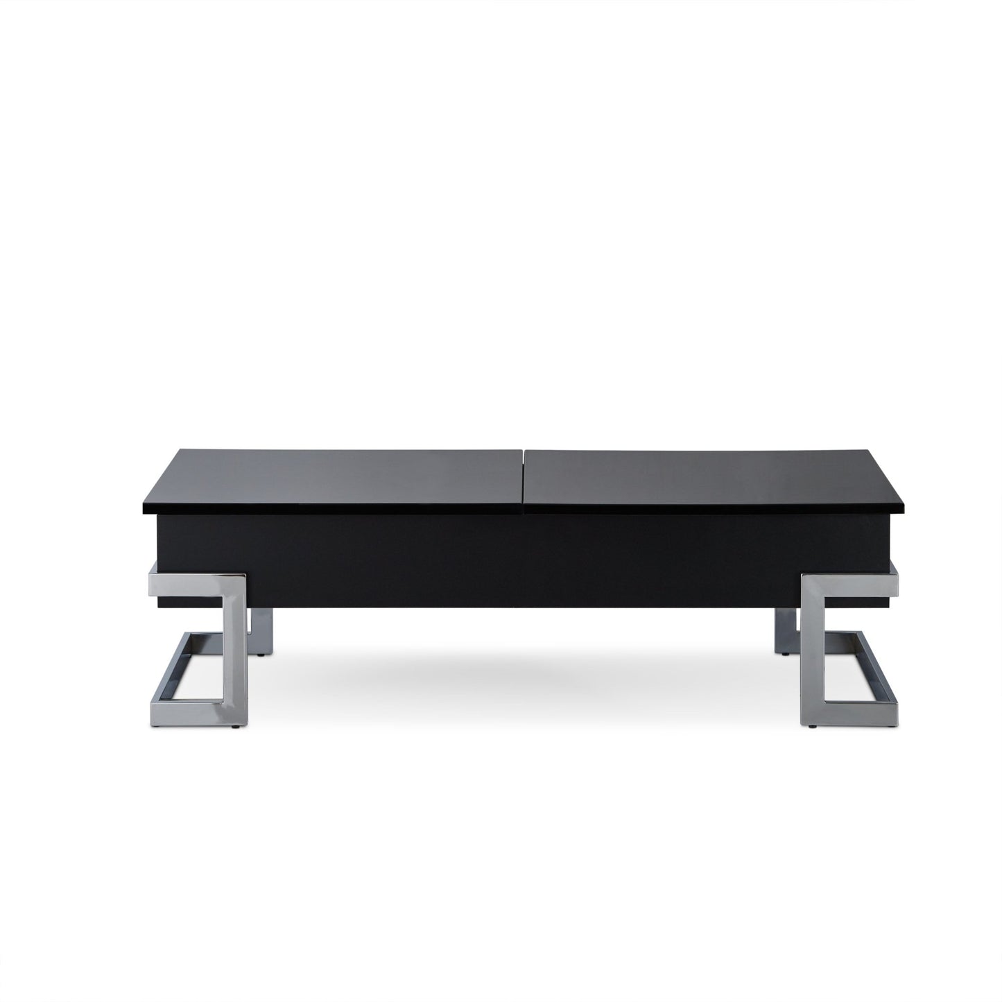 Calmam Black High Gloss & Chrome Finish Coffee Table with Lift Top and Hidden Storage - 1st Choice Furniture Direct