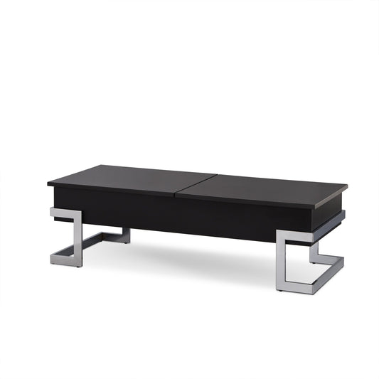 Calmam Black High Gloss & Chrome Finish Coffee Table with Lift Top and Hidden Storage - 1st Choice Furniture Direct
